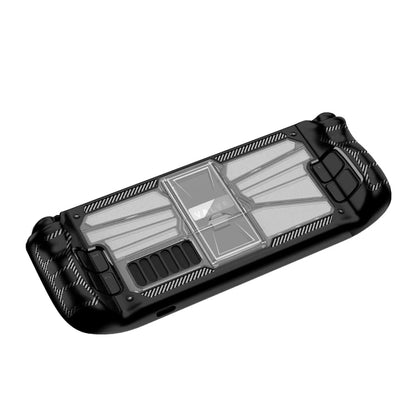 For Steam Deck Shockproof PC + TPU Game Console Protective Case with Holder(Black+Transparent) - Accessories by buy2fix | Online Shopping UK | buy2fix