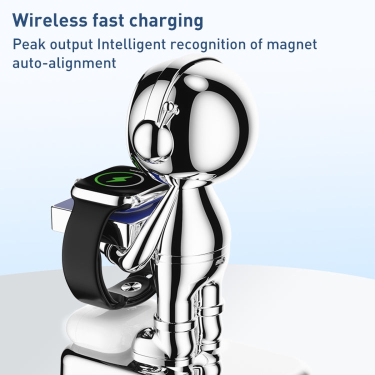 For Watch + Headset Intelligent Wireless Charging Holder(Silver) - Smart Wear by buy2fix | Online Shopping UK | buy2fix