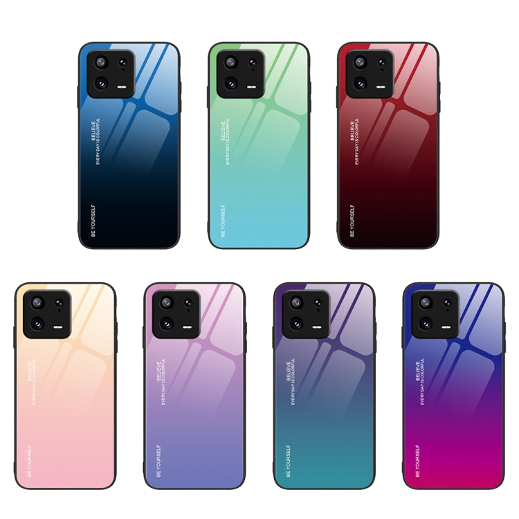 For Xiaomi 13 Pro Gradient Color Glass Phone Case(Blue Black) - 13 Pro Cases by buy2fix | Online Shopping UK | buy2fix