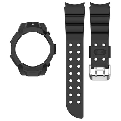 For Samsung Galaxy Watch5 44mm Armor Silicone Watch Band + Protective Case(Black) - Watch Bands by buy2fix | Online Shopping UK | buy2fix