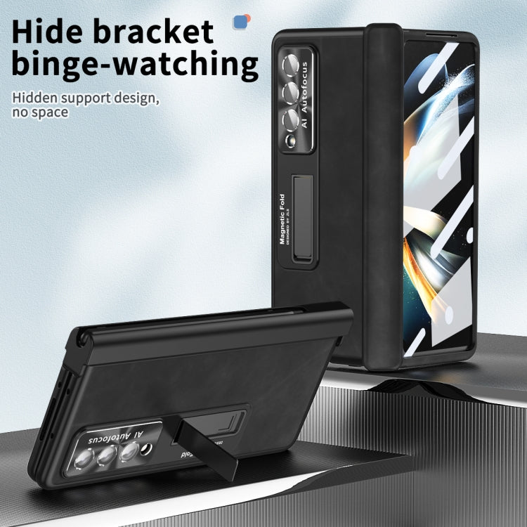 For Samsung Galaxy Z Fold4 Napa Pattern All-inclusive Magnetic Phone Case(Black) - Galaxy Z Fold4 5G Cases by buy2fix | Online Shopping UK | buy2fix