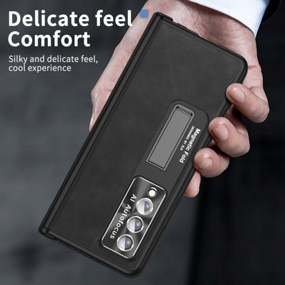 For Samsung Galaxy Z Fold4 Napa Pattern All-inclusive Magnetic Phone Case(Black) - Galaxy Z Fold4 5G Cases by buy2fix | Online Shopping UK | buy2fix