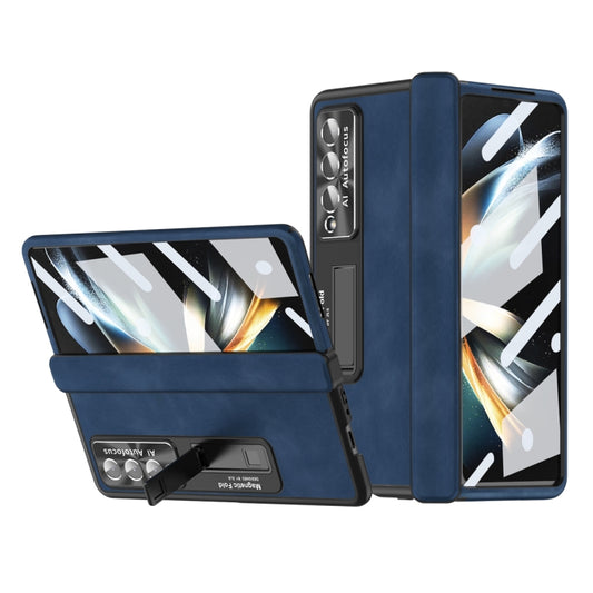 For Samsung Galaxy Z Fold4 Napa Pattern All-inclusive Magnetic Phone Case(Royal Blue) - Galaxy Z Fold4 5G Cases by buy2fix | Online Shopping UK | buy2fix