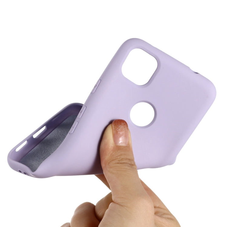 For Google Pixel 4a Pure Color Liquid Silicone Shockproof Full Coverage Case(Purple) - Mobile Accessories by buy2fix | Online Shopping UK | buy2fix