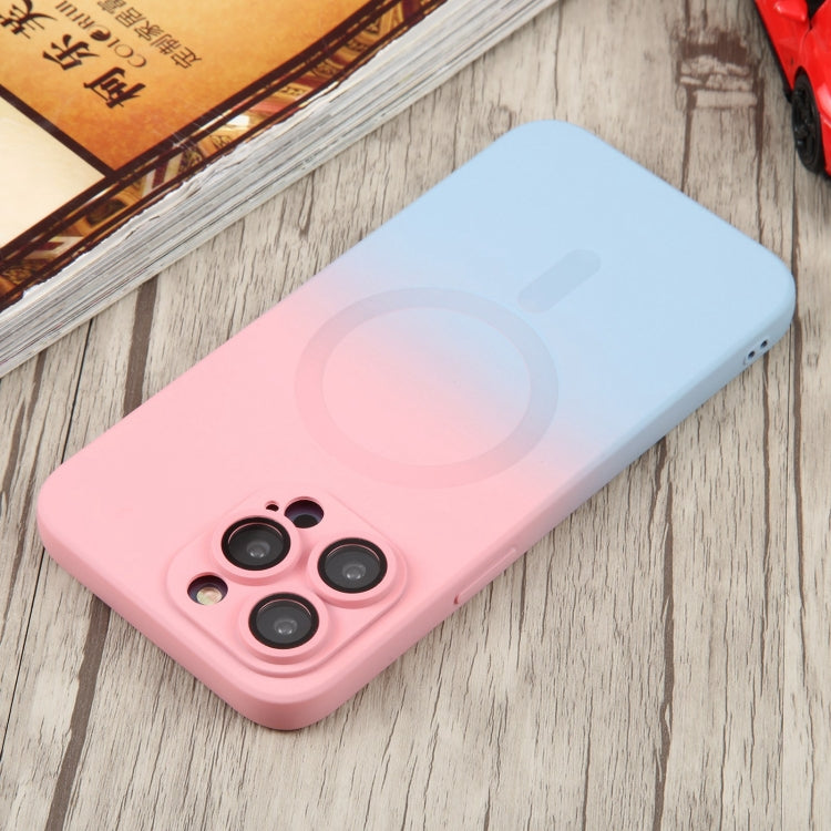 For iPhone 12 Liquid TPU Silicone Gradient MagSafe Phone Case(Pink Blue) - iPhone 12 / 12 Pro Cases by buy2fix | Online Shopping UK | buy2fix