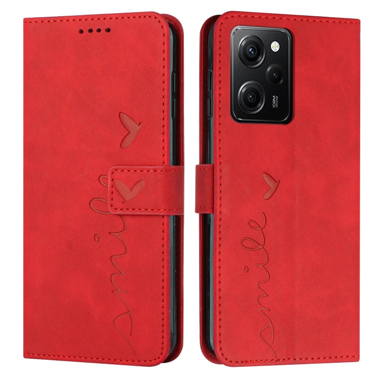 For Xiaomi Redmi Note 12 Pro Speed / Poco X5 Pro 5G Skin Feel Heart Pattern Leather Phone Case(Red) - Xiaomi Cases by buy2fix | Online Shopping UK | buy2fix