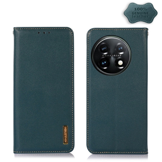 For OnePlus 11 5G KHAZNEH Nappa Top Layer Cowhide Leather Phone Case(Green) - OnePlus Cases by buy2fix | Online Shopping UK | buy2fix