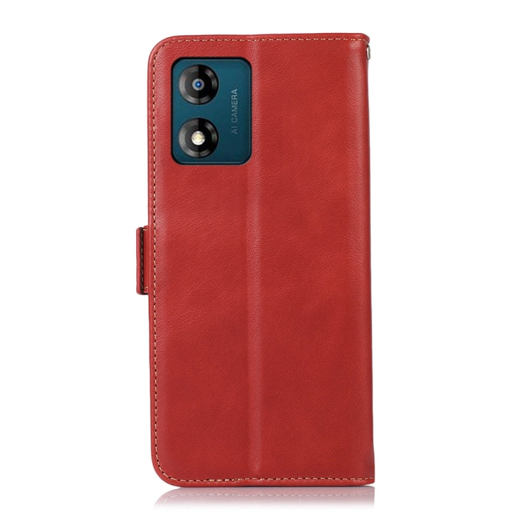 For Motorola Moto E13 4G 2023 Crazy Horse Top Layer Cowhide RFID Leather Phone Case(Red) - Motorola Cases by buy2fix | Online Shopping UK | buy2fix