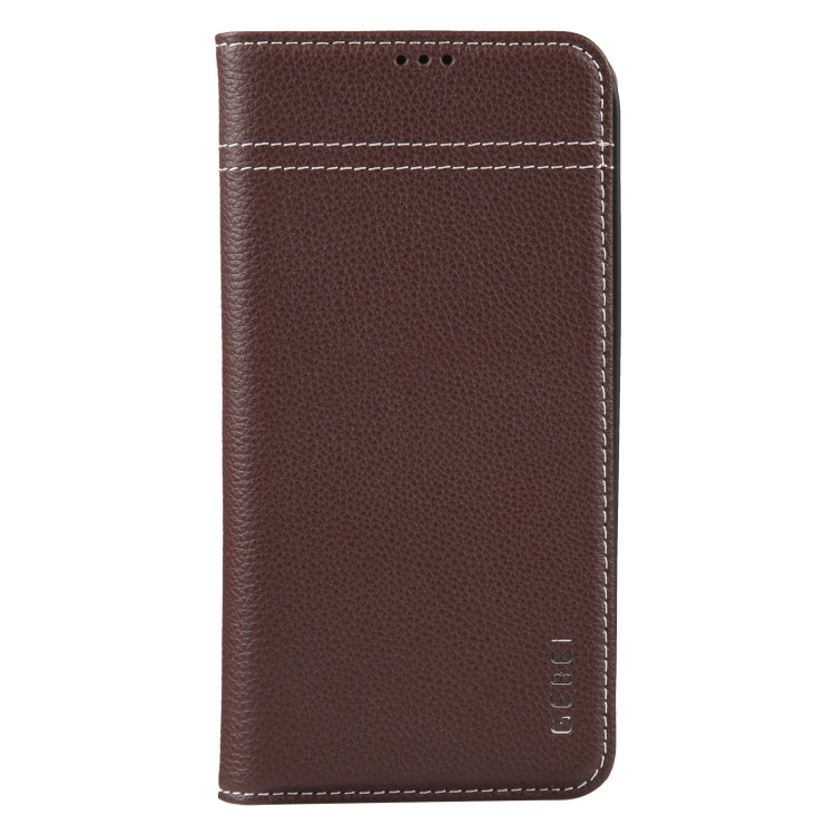 For iPhone 13 Pro GEBEI Top-grain Horizontal Flip Leather Phone Case(Brown) - iPhone 13 Pro Cases by GEBEI | Online Shopping UK | buy2fix