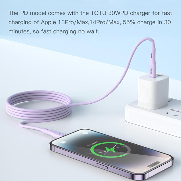 TOTU BPD-013 Skin Sense Series Type-C to 8 Pin Silicone Fast Charging Data Cable, Length:1m(Blue) - 2 in 1 Cable by TOTUDESIGN | Online Shopping UK | buy2fix