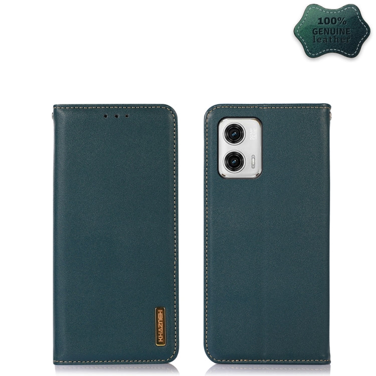 For Motorola Moto G73 5G KHAZNEH Nappa Top Layer Cowhide Leather Phone Case(Green) - Motorola Cases by buy2fix | Online Shopping UK | buy2fix