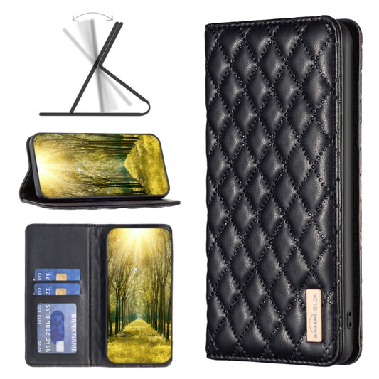 For Xiaomi 13 Lite / Civi 2 Diamond Lattice Magnetic Leather Flip Phone Case(Black) - 13 Lite Cases by buy2fix | Online Shopping UK | buy2fix