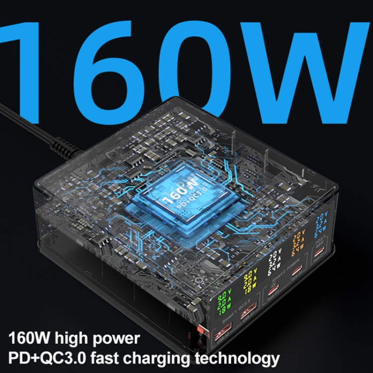 868H 6 in 1 160W 3 PD Type-C + 2 QC3.0 USB Ports Multi Ports Charger(US Plug) - Multifunction Charger by buy2fix | Online Shopping UK | buy2fix