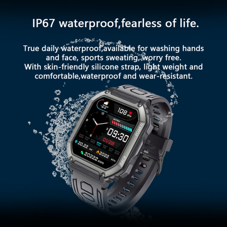 K6 1.8 inch IP67 Waterproof Smart Watch, Support Heart Rate / Sleep Monitoring(Grey) - Smart Wear by buy2fix | Online Shopping UK | buy2fix