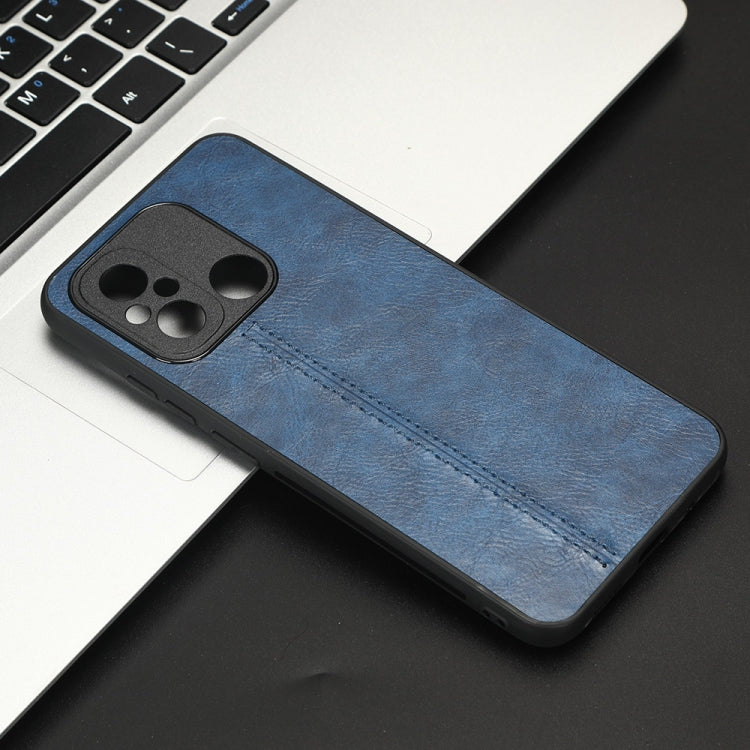 Sewing Cow Pattern Skin PC + PU + TPU Phone Case For Xiaomi Poco C55/Redmi 12C/Redmi 11A 4G(Blue) - Xiaomi Cases by buy2fix | Online Shopping UK | buy2fix