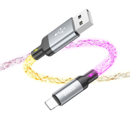 hoco U112 2.4A USB to 8 Pin Luminous Data Cable, Length: 1m(Grey) - Normal Style Cable by hoco | Online Shopping UK | buy2fix