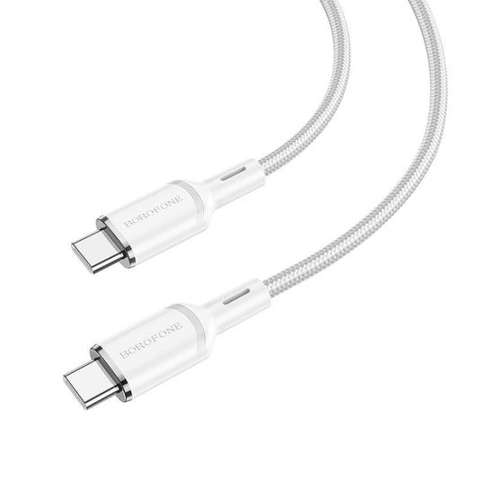 Borofone BX90 Type-C to Type-C Cyber 60W Charging Data Cable, Length:1m(White) -  by Borofone | Online Shopping UK | buy2fix