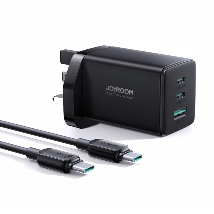 JOYROOM TCG01 GaN Ultra 65W 2 Type-C + 1 USB Fast Charger with 1.2m Type-C Cable, Plug:UK Plug(Black) -  by JOYROOM | Online Shopping UK | buy2fix