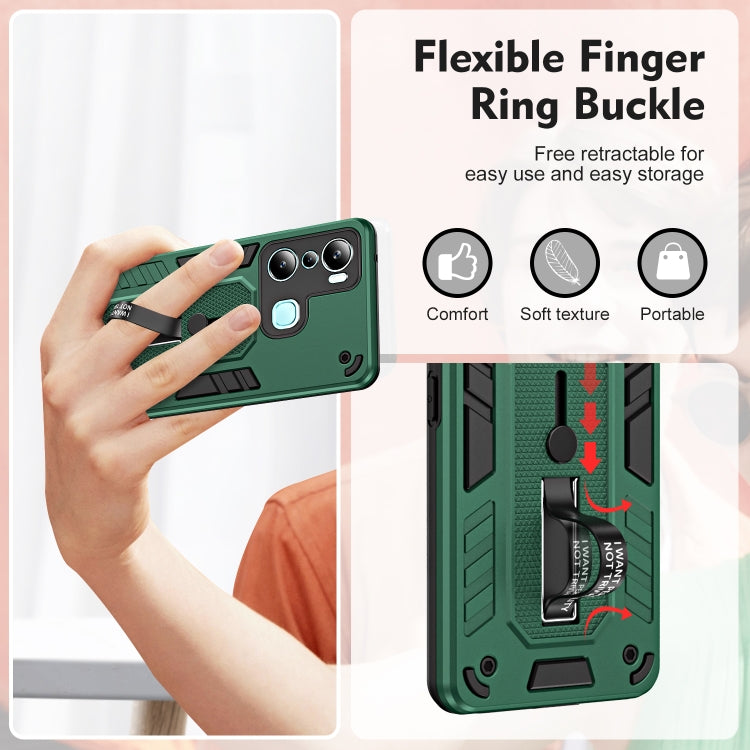 For Infinix Hot 20i X665E Variety Brave Armor Finger Loop Holder Phone Case(Green) - Infinix Cases by buy2fix | Online Shopping UK | buy2fix