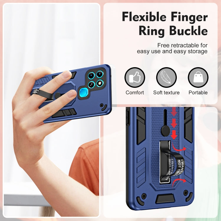 For Infinix Smart 6 Variety Brave Armor Finger Loop Holder Phone Case(Blue) - Infinix Cases by buy2fix | Online Shopping UK | buy2fix