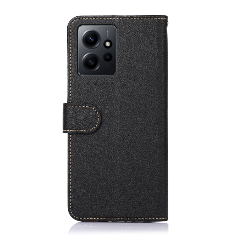 For Xiaomi Redmi Note 12 4G Global KHAZNEH Litchi Texture Leather RFID Phone Case(Black) - Note 12 Cases by buy2fix | Online Shopping UK | buy2fix