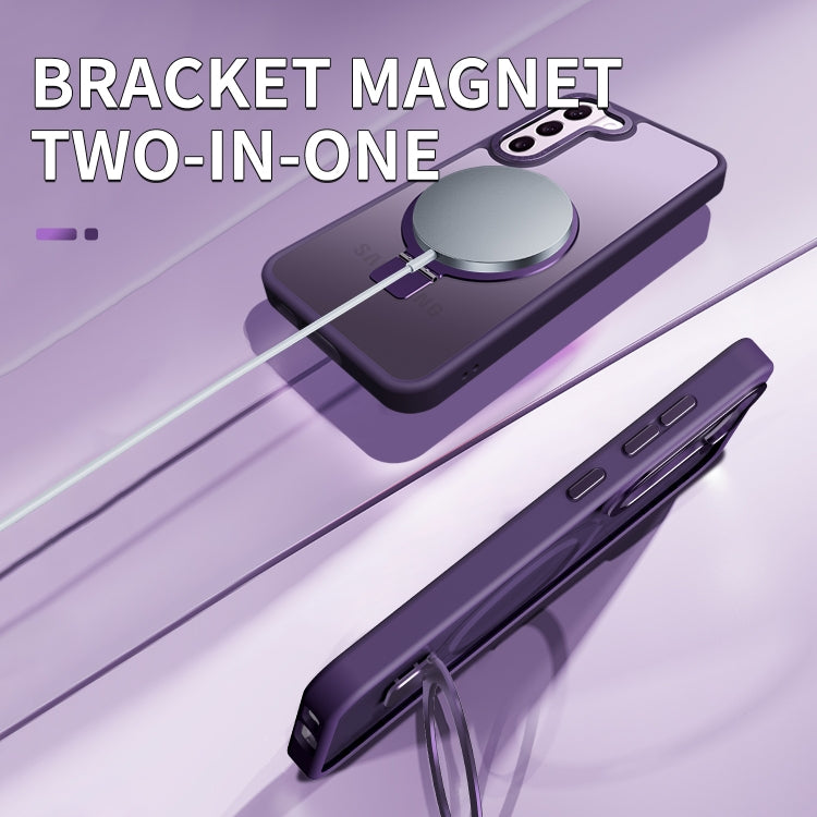 For Samsung Galaxy S23 Ultra 5G Skin Feel MagSafe Magnetic Holder Phone Case(Purple) - Galaxy S23 Ultra 5G Cases by buy2fix | Online Shopping UK | buy2fix