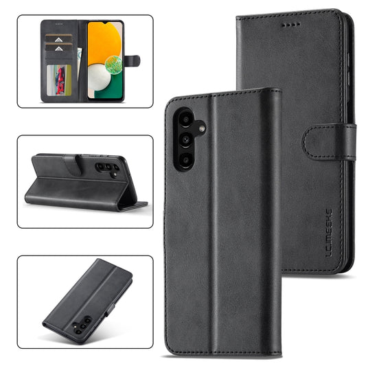 For Samsung Galaxy A24 4G / 5G LC.IMEEKE Calf Texture Leather Phone Case(Black) - Galaxy Phone Cases by LC.IMEEKE | Online Shopping UK | buy2fix