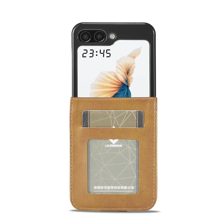For Samsung Galaxy Z Flip5 5G LC.IMEEKE Calf Texture Leather Phone Case(Brown) - Galaxy Z Flip5 Cases by LC.IMEEKE | Online Shopping UK | buy2fix