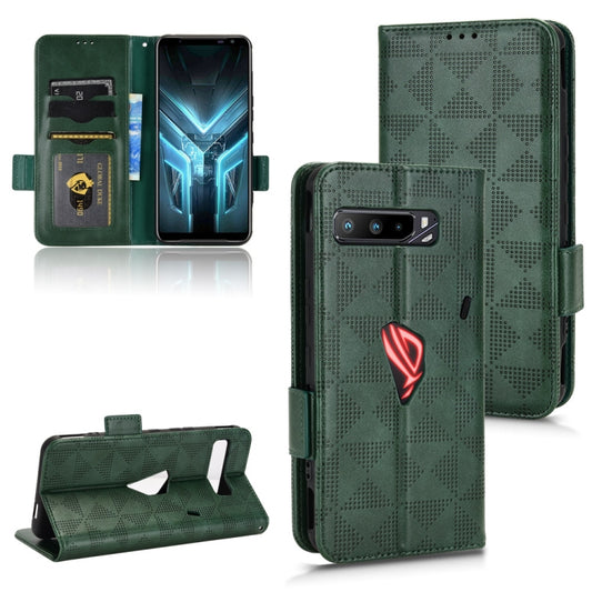 For Asus ROG Phone 3 Strix / 3 ZS661KL Symmetrical Triangle Leather Phone Case(Green) - ASUS Cases by buy2fix | Online Shopping UK | buy2fix