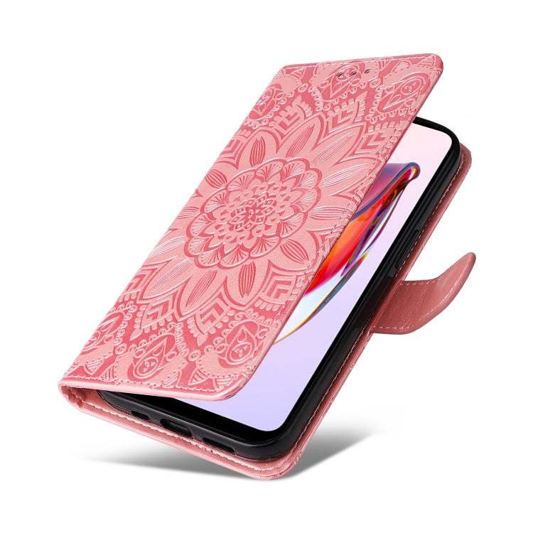 For Xiaomi Redmi 11A 4G/12C Embossed Sunflower Leather Phone Case(Rose Gold) - Xiaomi Cases by buy2fix | Online Shopping UK | buy2fix