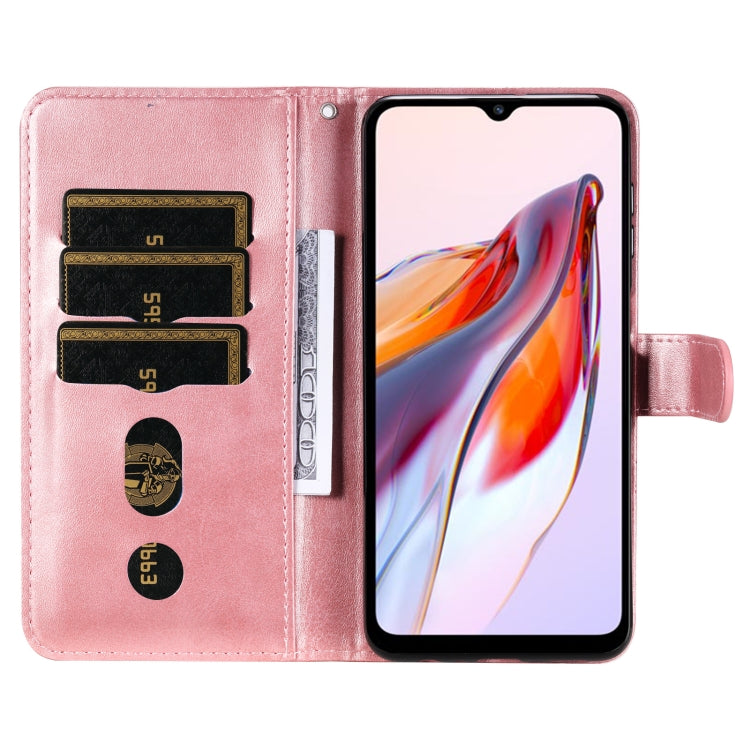 For Xiaomi Redmi 11A 4G/12C Calf Texture Zipper Leather Phone Case(Rose Gold) - Xiaomi Cases by buy2fix | Online Shopping UK | buy2fix