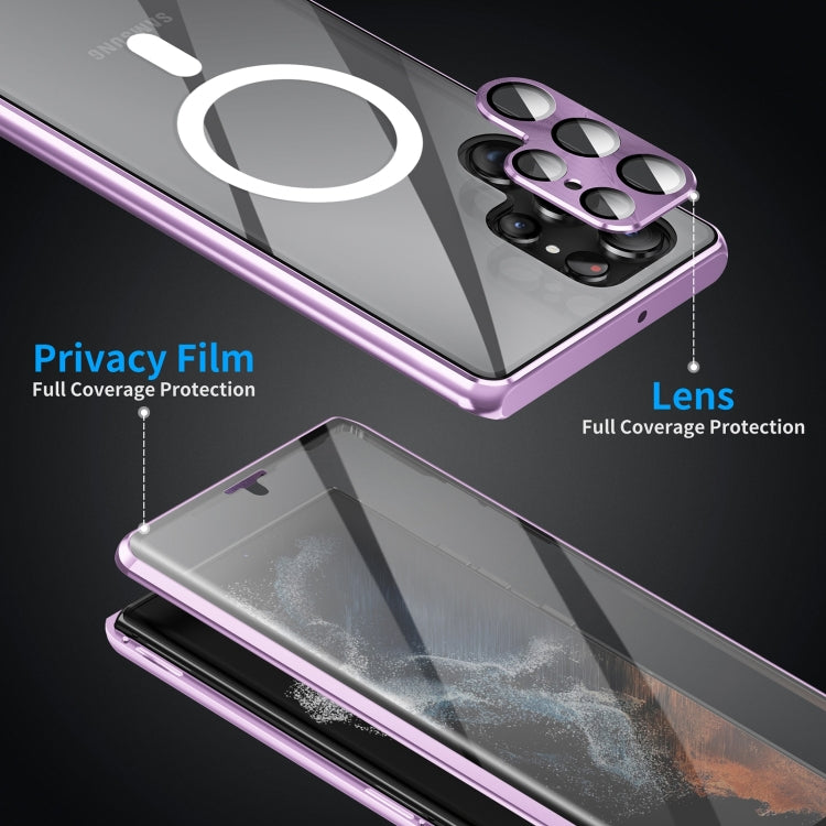 For Samsung Galaxy S24+ 5G HD Full Cover Magsafe Magnetic Metal Tempered Glass Phone Case(Purple) - Galaxy S24+ 5G Cases by buy2fix | Online Shopping UK | buy2fix