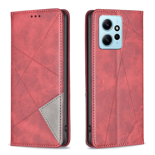 For Xiaomi Redmi Note 12 4G Global Prismatic Invisible Magnetic Leather Phone Case(Red) - Note 12 Cases by buy2fix | Online Shopping UK | buy2fix