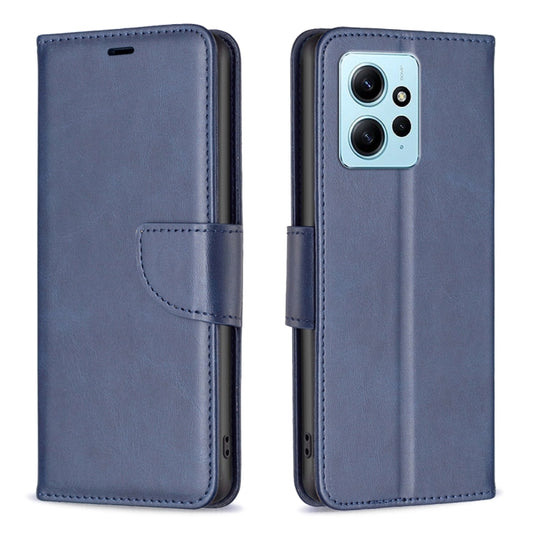 For Xiaomi Redmi Note 12 4G Global Lambskin Texture Leather Phone Case(Blue) - Note 12 Cases by buy2fix | Online Shopping UK | buy2fix