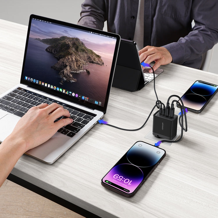 JOYROOM TCG02 Gallium Nitride 67W Dual USB+Dual USB-C/Type-C Multi-Port Charger Set, Specification:EU Plug(Black) -  by JOYROOM | Online Shopping UK | buy2fix