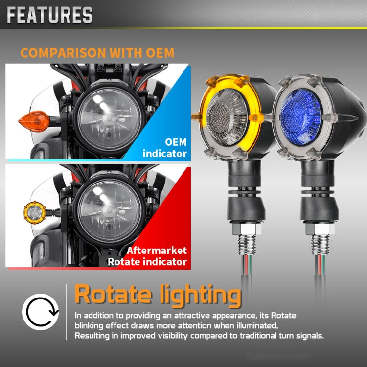 1 Pair Motorcycles Universal Rotating LED Dual-color Flow Turn Signal Light(Amber Yellow Light + White Light) - In Car by buy2fix | Online Shopping UK | buy2fix