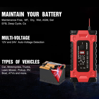 FOXSUR 12V / 24V / 10A Car / Motorcycle Battery Smart Repair Lead-acid Battery Charger, Plug Type:AU Plug - In Car by FOXSUR | Online Shopping UK | buy2fix