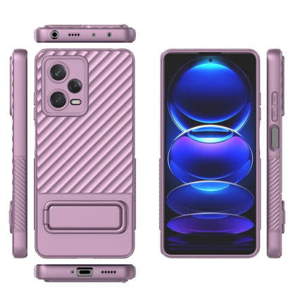 For Xiaomi Redmi Note 12 Pro 5G Global Wavy Texture TPU Phone Case with Lens Film(Purple) - Note 12 Pro Cases by buy2fix | Online Shopping UK | buy2fix