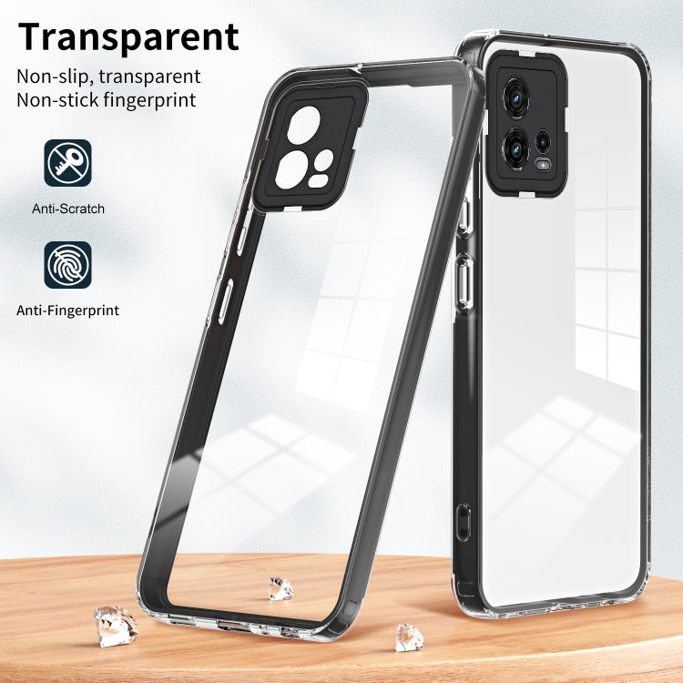 For Motorola Moto G72 5G 3 in 1 Clear TPU Color PC Frame Phone Case(Black) - Motorola Cases by buy2fix | Online Shopping UK | buy2fix