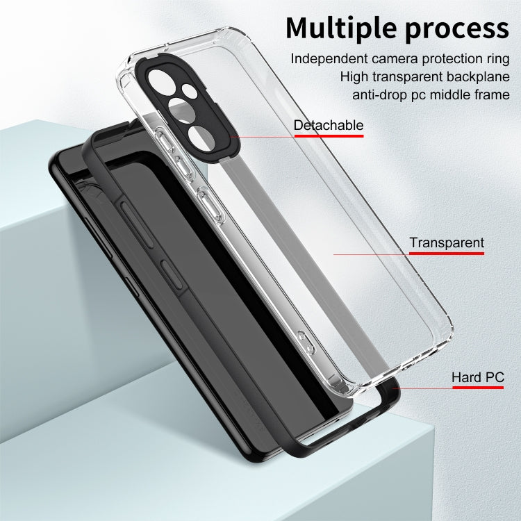 For Samsung Galaxy M14 5G 3 in 1 Clear TPU Color PC Frame Phone Case(Black) - Galaxy Phone Cases by buy2fix | Online Shopping UK | buy2fix