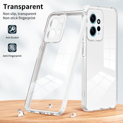 For Xiaomi Redmi Note 12 4G Global 3 in 1 Clear TPU Color PC Frame Phone Case(White) - Note 12 Cases by buy2fix | Online Shopping UK | buy2fix