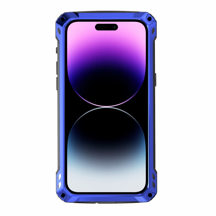 For iPhone 14 Pro Max RedPepper Silver Shield Series All-inclusive Lens Metal Phone Case(Blue) - iPhone 14 Pro Max Cases by RedPepper | Online Shopping UK | buy2fix