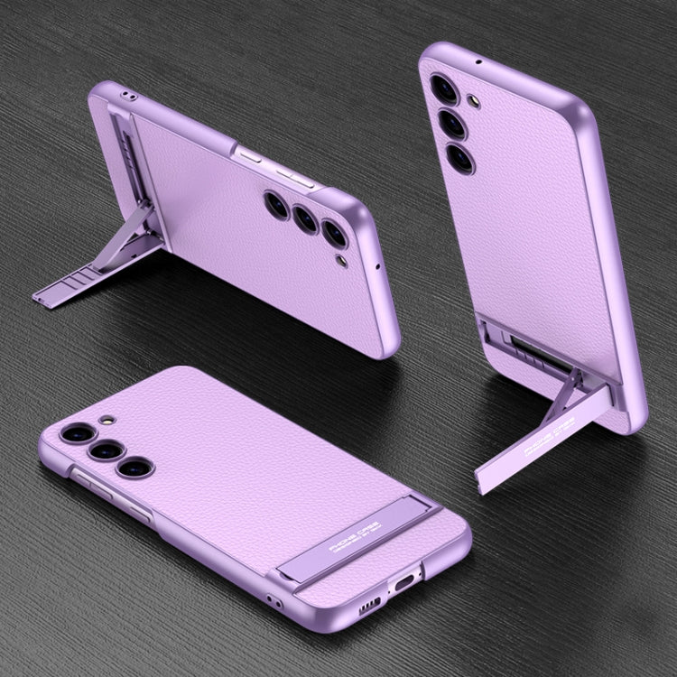 For Samsung Galaxy S23+ 5G GKK Triumph Ultra-Thin Plain Leather Phone Case with Holder(Purple) - Galaxy S23+ 5G Cases by GKK | Online Shopping UK | buy2fix