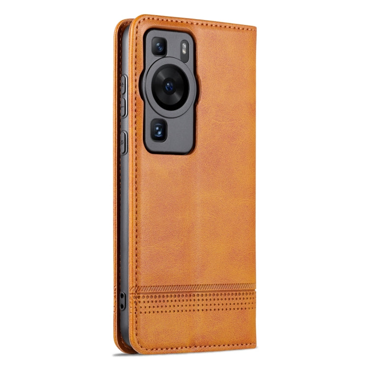 For Huawei P60 / P60 Pro AZNS Magnetic Calf Texture Flip Leather Phone Case(Light Brown) - Huawei Cases by AZNS | Online Shopping UK | buy2fix