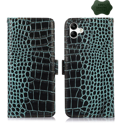 For Samsung Galaxy F14 5G Crocodile Top Layer Cowhide Leather Phone Case(Green) - Galaxy Phone Cases by buy2fix | Online Shopping UK | buy2fix