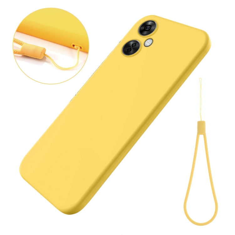 For OnePlus Nord CE 3 Lite Pure Color Liquid Silicone Shockproof Phone Case(Yellow) - OnePlus Cases by buy2fix | Online Shopping UK | buy2fix