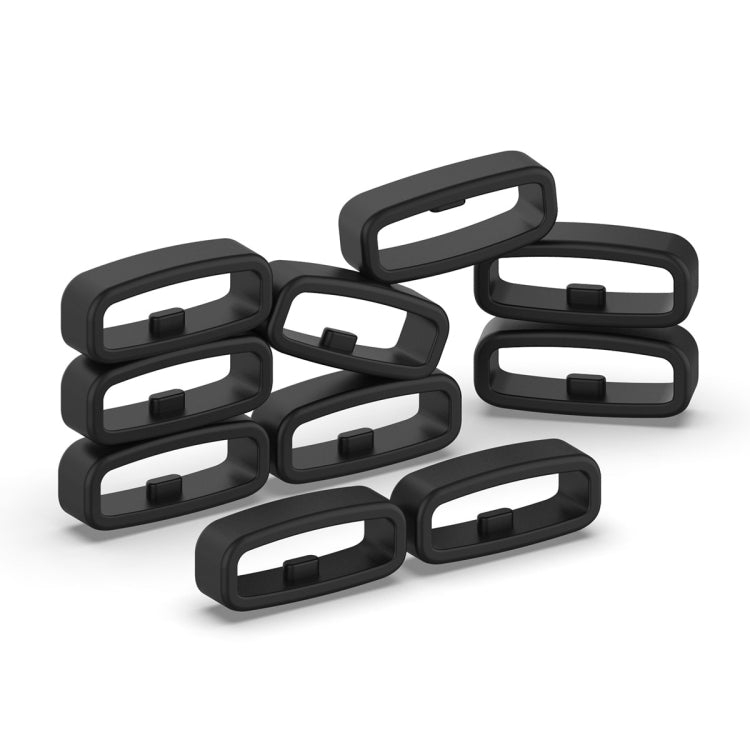 18mm 10pcs Universal Watch Band Fixed Silicone Ring Safety Buckle(Black) -  by buy2fix | Online Shopping UK | buy2fix