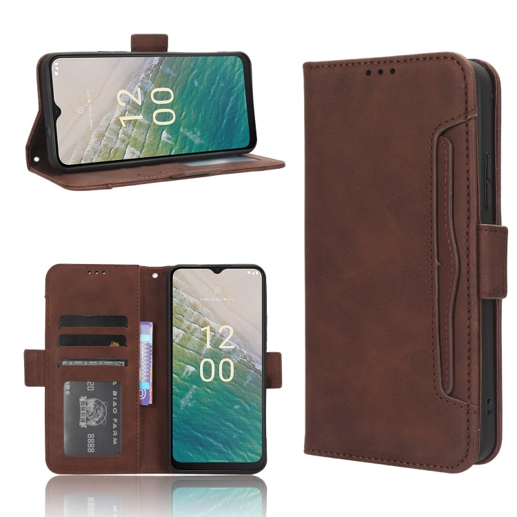 For Nokia C32 4G Skin Feel Calf Texture Card Slots Leather Phone Case(Brown) - Nokia Cases by buy2fix | Online Shopping UK | buy2fix