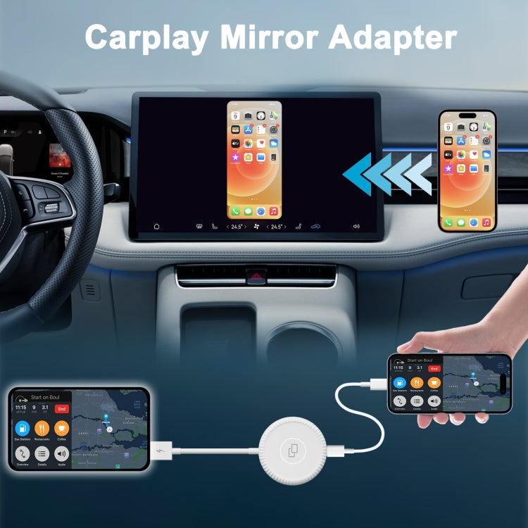 THT-020-6 USB + USB-C / Type-C Carplay Mirror Adapter for iPhone(White) - Bluetooth Adapters by buy2fix | Online Shopping UK | buy2fix