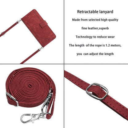 For OnePlus Nord CE 3/Nord CE 3 Lite/Nord N30 Skin Feel Stripe Pattern Leather Phone Case with Lanyard(Red) - OnePlus Cases by buy2fix | Online Shopping UK | buy2fix